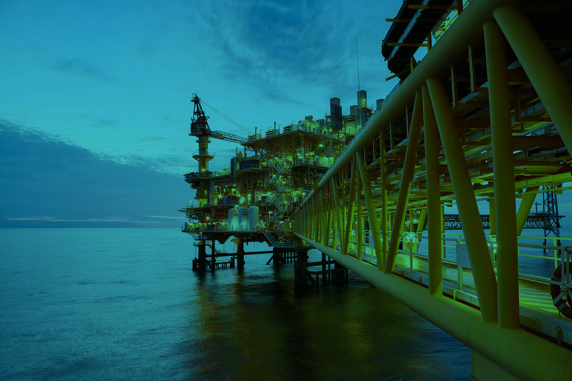 Oil rig platform in the North Sea